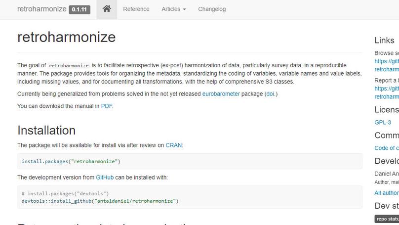 retroharmonize R package for survey harmonization